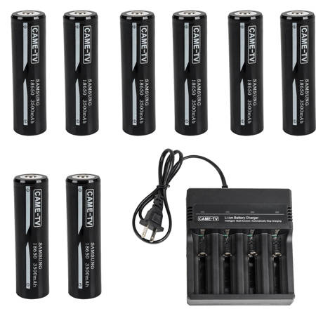 Came-TV 8x 18650 3.7V 3500mAh Lithium-Ion Batteries with CM-4 Quad Charger