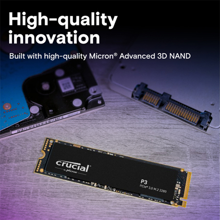 Crucial P3 1TB 3D NAND PCIe Gen3 NVMe M.2 Internal SSD, 3500MB/s Read