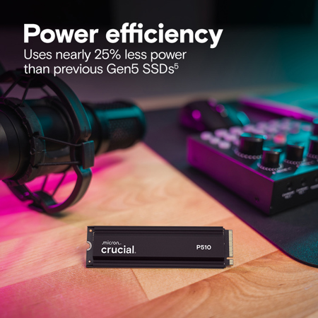 Crucial P510 2TB NVMe PCIe Gen5 M.2 2280 Internal Gaming SSD with