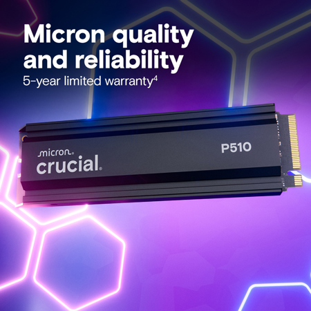 Crucial P510 2TB NVMe PCIe Gen5 M.2 2280 Internal Gaming SSD with