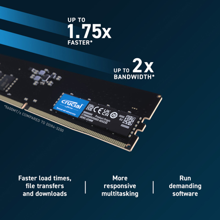 Crucial 32GB (2x16GB) DDR5 5600MHz CL46 UDIMM Desktop Memory