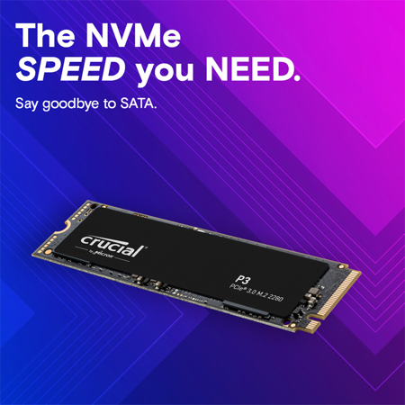 Crucial P3 2TB 3D NAND PCIe Gen3 NVMe M.2 Internal SSD