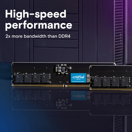 Crucial 64GB DDR5 5600MHz CL46 UDIMM Desktop Memory Module