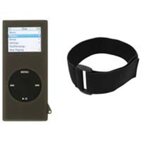 CTA Digital Black Skin Case with Armband for the 2nd Generation iPod Nano