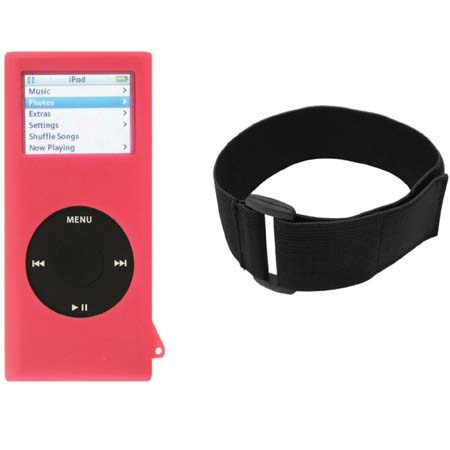 CTA Digital Pink Skin Case with Armband for the 2nd Generation iPod Nano