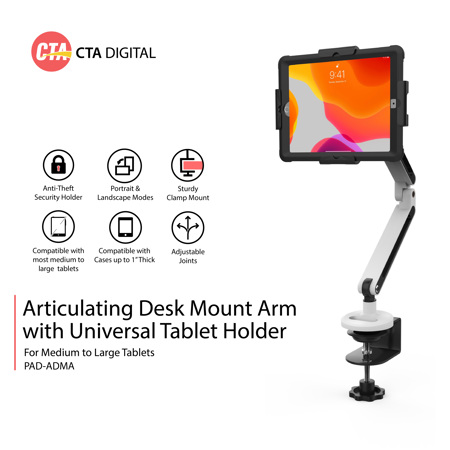 CTA Digital Articulating Desk Mount Arm with PAD-VTH Tablet Holder
