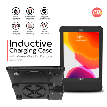 CTA Digital Inductive Charging Case for iPad 10.2" 7th & 8th Generation, Black