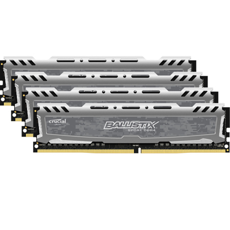 Ballistix Sport LT 64GB (4x 16GB) Module Kit, Dual Rank, Gray