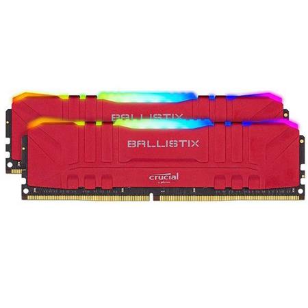 Crucial Ballistix RGB 16GB (8GBx2) DDR4 3600 MT/s UDIMM Memory, Red