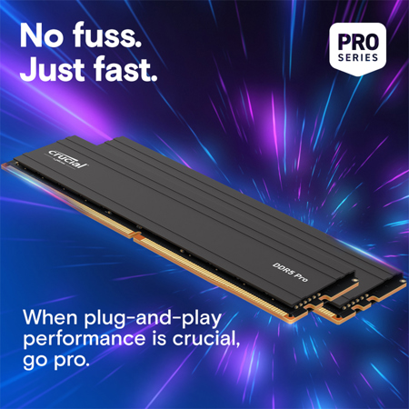 Crucial Pro 48GB (2x24GB) DDR5 6000MT/s CL48 UDIMM Desktop Memory