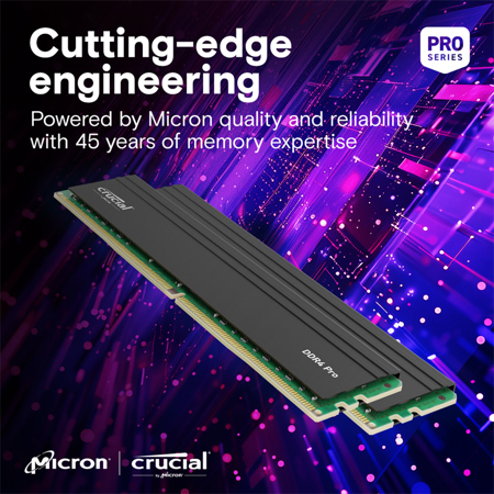 Crucial Pro 32GB (2x16GB) DDR4 3200MHz CL22 UDIMM Desktop Memory