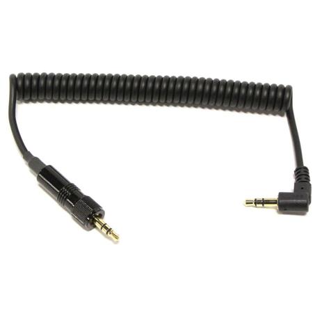 Cable Techniques 8" 3.5mm TRS Locking to 3.5mm TRS Right Angle Coiled Cable for Sennheiser EK 100 G3 Receiver on DSLR
