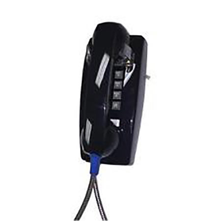 Cortelco No Dial Wall Phone with Armored Cord and Metal Cradle, Red