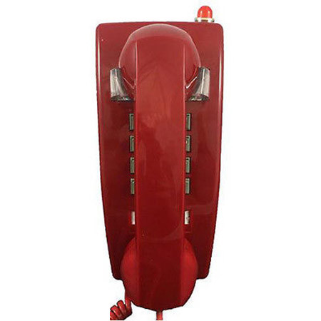 Cortelco Wall Phone with Message Light, Red