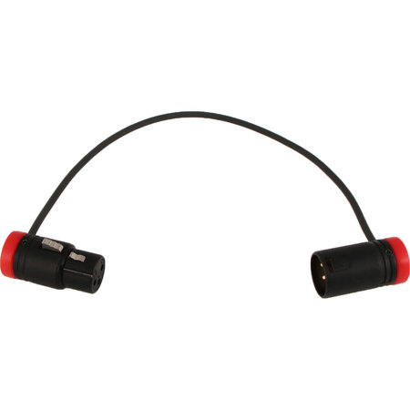 Cable Techniques 10" Low-Profile XLR 3-Pin Adjustable Angle Cable, XLR-F to XLR-M, 3.2 mm Diameter, Red Caps