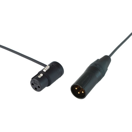 Cable Techniques 12" Premium R/A XLR-3F to 3M Straight Mic Cable, Black Caps