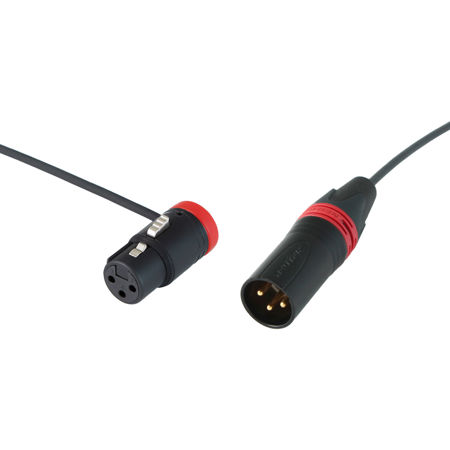Cable Techniques 12" Premium R/A XLR-3F to 3M Straight Mic Cable, Red Caps
