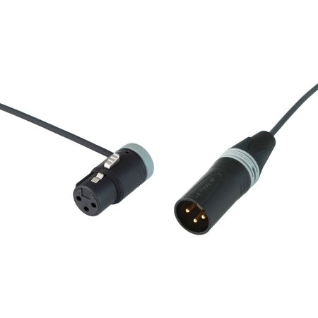 Cable Techniques 24" Premium R/A XLR-3F to 3M Straight Mic Cable, Gray Caps