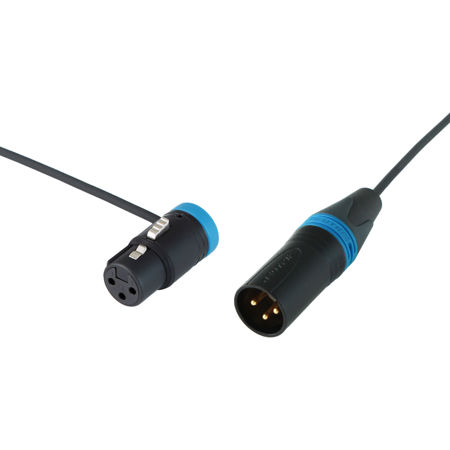 Cable Techniques 24" Premium R/A XLR-3F to 3M Straight Mic Cable, Blue Caps