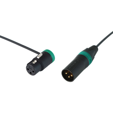 Cable Techniques 24" Premium R/A XLR-3F to 3M Straight Mic Cable, Green Caps