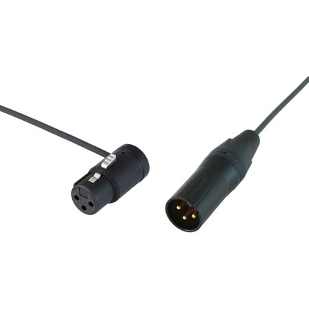 Cable Techniques 24" Premium R/A XLR-3F to 3M Straight Mic Cable, Black Caps