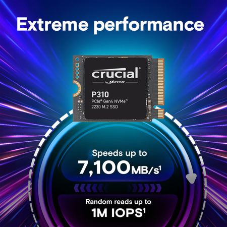 Crucial P310 NVMe PCIe Gen4 x4 M.2 2230 Internal Gaming SSD
