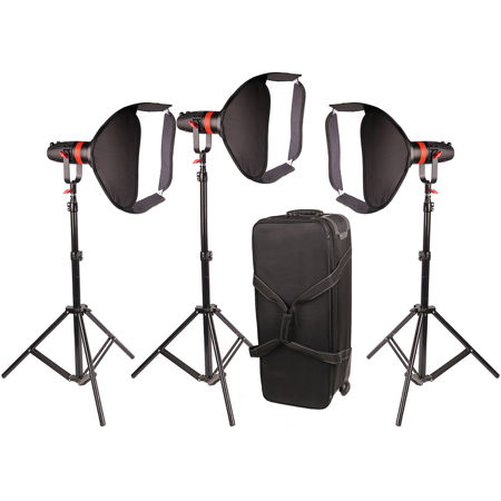 Came-TV Boltzen 55W Fresnel Bi-Color 3-Light Kit with Softboxes
