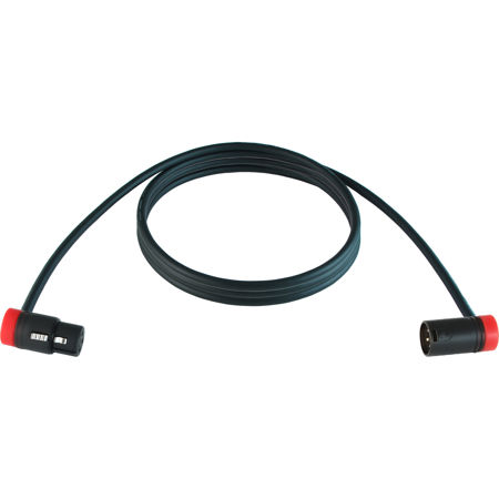Cable Techniques 15' Premium Low Profile Right-Angle XLR-3F to XLR-3M Mogami W2893 Microphone Cable, Red Caps