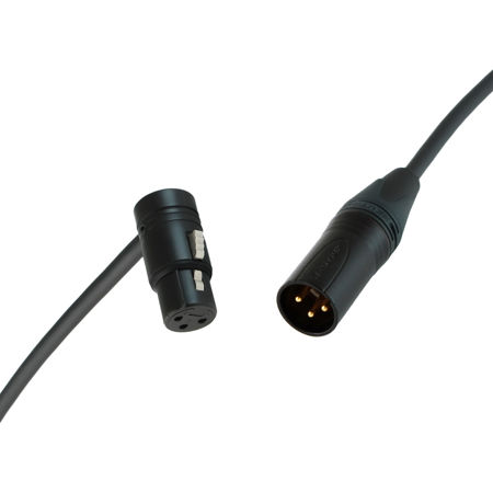 Cable Techniques 25' R/A XLR-3F to 3M Straight Mogami W2893 Mic Cable, Black Cap