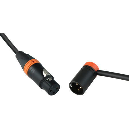 Cable Techniques 15' Premium Low Profile Straight Xlr-3f To Xlr-3m Right-angle Mogami W2893 Microphone Cable, Orange Cap/ring