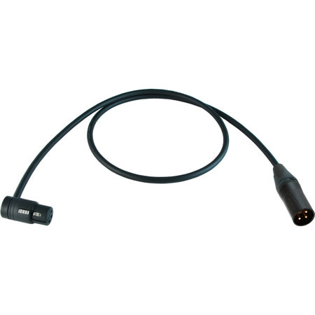 Cable Techniques 3' Premium Low Profile Right-Angle XLR-3F to XLR-3M Straight Mogami W2549 Microphone Cable, Black Cap/Ring