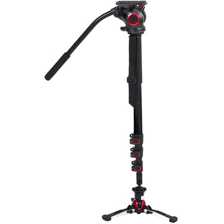 Came-TV TP705BS Carbon Fiber 4-Section Monopod with Pivoting and Lockable Foot Stand, 22 Lbs Capacity