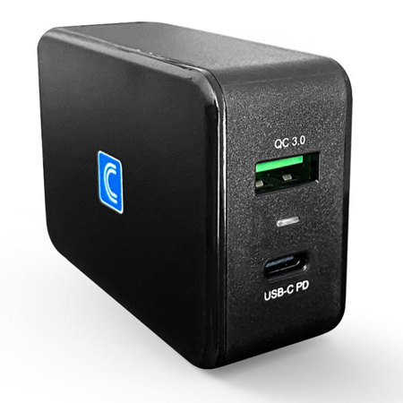 Comprehensive 30W 2-Port USB-C PD and USB-A Wall Charger with QC 3.0 Technology