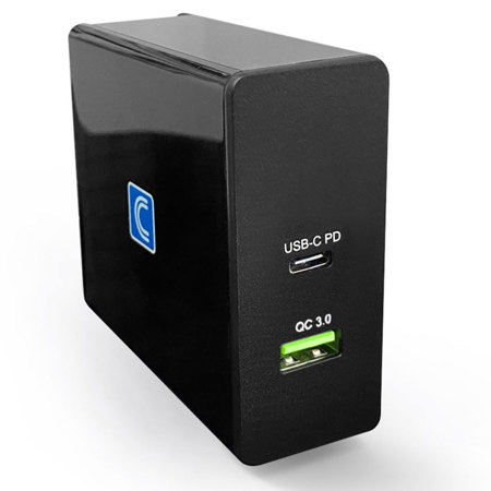 Comprehensive 60W 2-Port USB-C PD and USB-A Wall Charger with Quick Charge 3.0 Technology