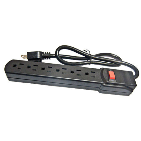 Comprehensive 6-Outlet Surge Protector with 12' Power Cord (Black)
