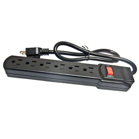 Comprehensive 6-Outlet Surge Protector with 3' Power Cord (Black)
