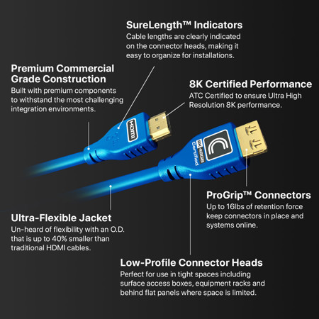 Comprehensive 3' MicroFlex Pro AV/IT Integrator 8K 48Gbps HDMI Cable, Blue