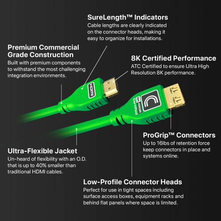Comprehensive 3' MicroFlex Pro AV/IT Integrator 8K 48Gbps HDMI Cable, Green