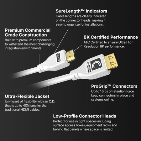 Comprehensive 3' MicroFlex Pro AV/IT Integrator 8K 48Gbps HDMI Cable, White