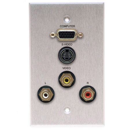Comprehensive Single Gang Wallplate S-Video, 3RCA -Solder, Anodized Clear