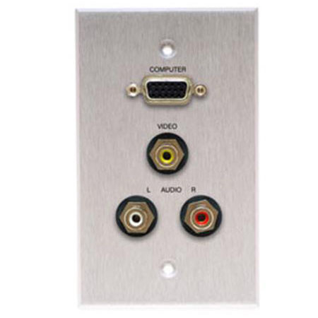 Comprehensive Single Gang Wallplate, HD15, 3RCA -Passthru, Anodized Clear