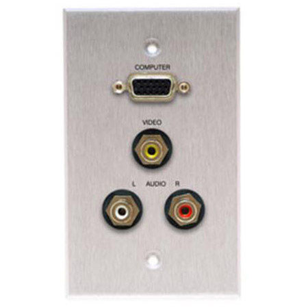 Comprehensive Single Gang Wallplate, HD15, 3RCA -Passthru, Kydex Ivory