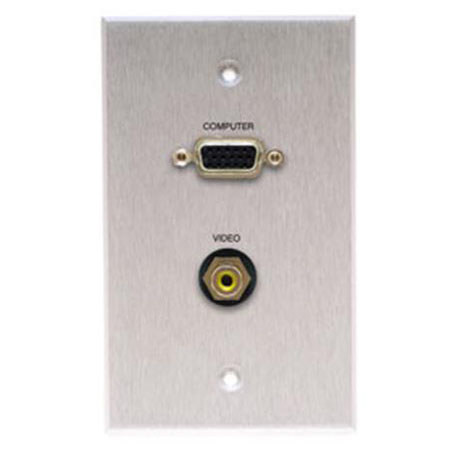 Comprehensive Single Gang Wallplate, HD15, 1RCA -Passthru, Stainless Ivory