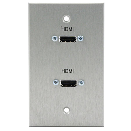 Comprehensive Single Gang Wallplate, 2 HDMI Female Passthru, Stainless White