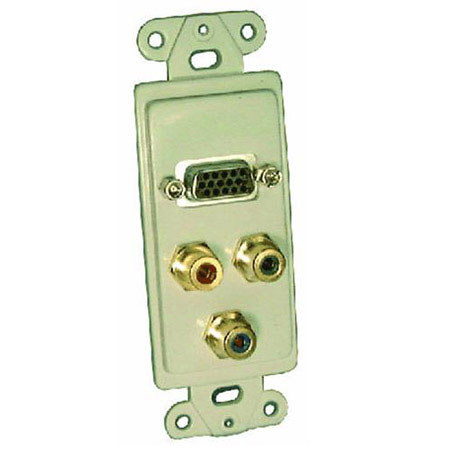 Comprehensive Single Gang Wallplate Style Insert with RCA(3)RGB, White Decora