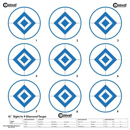 Caldwell 16" High Contast Blue 9 Diamond Sight-In Target, 10 Sheets