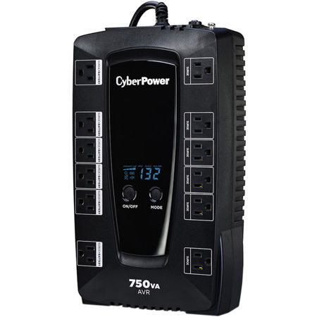 CyberPower Intelligent LCD AVRG750LCD 12 Outlet 750VA 450W Surge Protection and Battery Backup UPS System