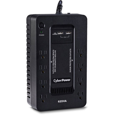 CyberPower ST625U 8-Outlet Compact Standby UPS with 2x USB Type-A Ports, 625 VA / 360W Power