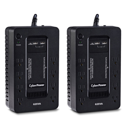 CyberPower ST625U 8-Outlet 625VA/360W Surge Protection&Battery Backup UPS,2-Pack