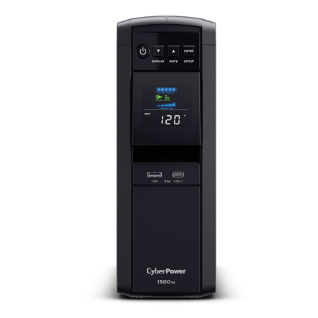 CyberPower CP1500PFCLCDTAA 1500VA/1000W PFC Sinewave LCD Mini-Tower UPS System, TAA Compliant, Black